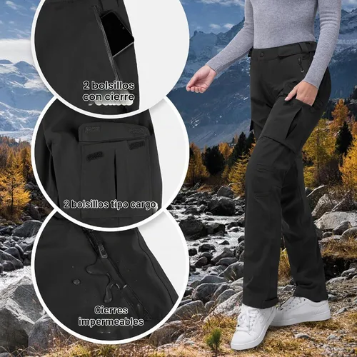 Vista 5 de 33,000ft Pantalones de lluvia para mujer, impermeables, ligeros, transpirables, pantalones de lluvia para senderismo Breathable, Lightweight Negro