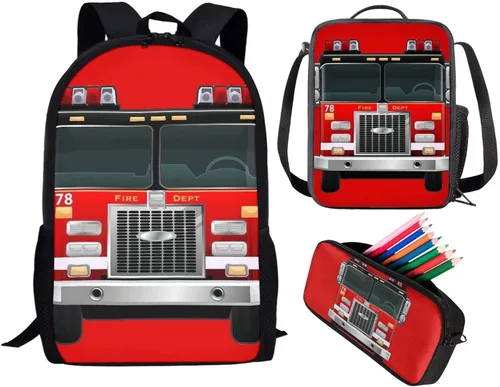 Vista 143 de HUGS IDEA Juego de 3 bolsas escolares con aislamiento térmico para el almuerzo, estuche para lápices