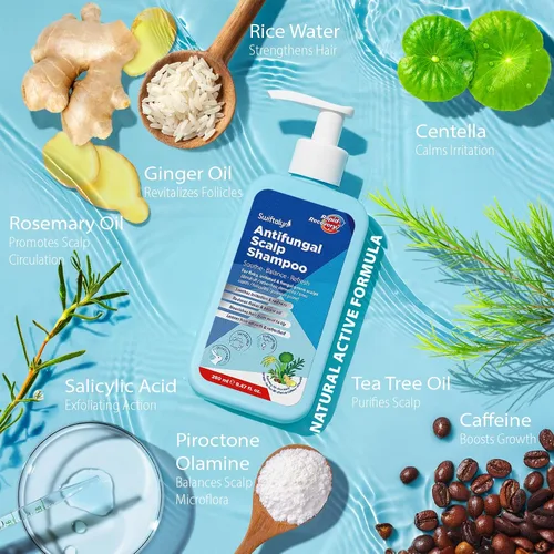 Vista 3 de Champú antifúngico para dermatitis seborreica y foliculitis: Psoriasis, Caspa y Champú Ance del Cuero Cabelludo para Hombres y Mujeres – Alivia