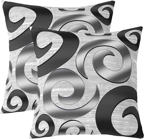 Vista 44 de Castle Fairy Juego de 2 fundas de almohada modernas con estampado de líneas geométricas de doble cara de 16 x 16 pulgadas, color gris, negro y rojo