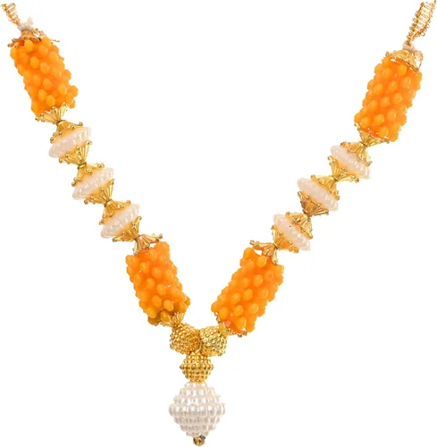 Vista 4 de Juego de 4 cuentas artificiales de Mala para ídolo-Mala para Dios, artículos de Pooja Sringar, decoración tradicional de festivales, decoración