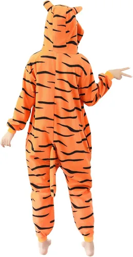Vista 3 de Joyxiamunicorns Pijama unisex de animal para adultos, disfraz de cosplay, Halloween, Navidad, ropa de dormir de una pieza para mujeres y hombres