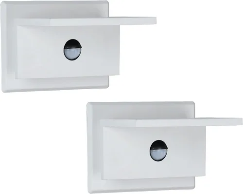 Vista 8 de Lustrlach Paquete de 2 apliques de pared para exteriores con sensor de movimiento, LED negro, IP54, impermeable, 680 lúmenes, para patio, porche