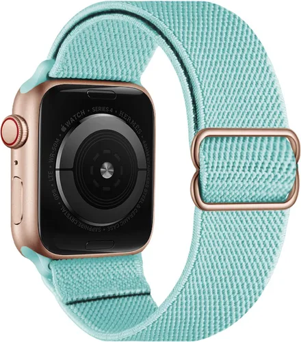 Vista 9 de OXWALLEN - Correa elástica Solo Loop de nailon y de tamaño XL, compatible con Apple Watch de 38 mm y 40 mm, correa trenzada, deportiva, ajustable