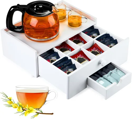 Vista 7 de Cinnvoice Organizador de bolsas de té Caja de almacenamiento de té de Negro