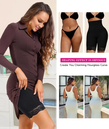 Vista 6 de Nebility Faja moldeadora para mujer, con control de abdomen, cintura alta, moldeador de cuerpo, pantalones cortos para muslos más delgados