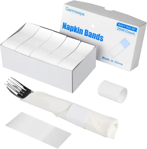 Vista 15 de Germiwipe - 2500 servilletas autoadhesivas de papel negro Bandas de cubiertos, servilleteros perfectos para fiestas de cumpleaños, bodas