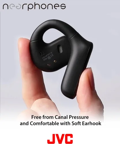 Vista 4 de JVC Nearphones Auriculares inalámbricos de oreja abierta con controladores grandes de 0.63 pulgadas para un sonido potente, uso de una sola oreja