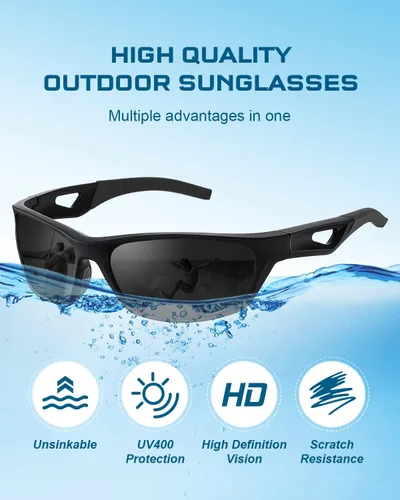 Vista 4 de SKYWAY Gafas de sol deportivas polarizadas de béisbol para hombre, lentes ligeras flotantes para mujeres, atletismo, correr, ciclismo, lentes grises