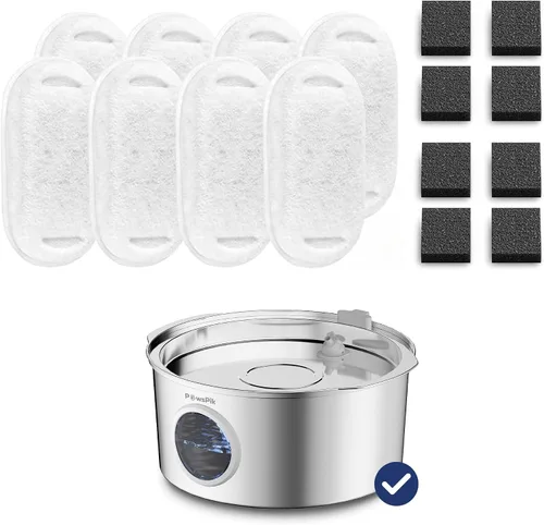 Vista 10 de PawsPik Fuente de agua para perros de acero inoxidable ultra silenciosa, 1.8 galones
