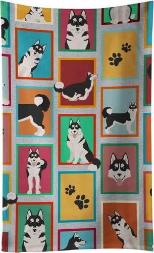 Vista 53 de Caroline's Treasures MLM1160KTWL - Lots of Red Siberian Husky - Toalla de cocina para invitados, toalla de baño decorativa para cara, té, paño