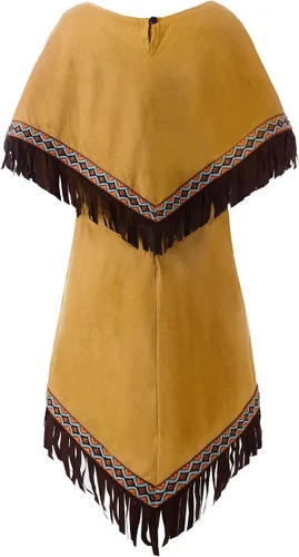 Vista 2 de ReliBeauty Disfraz de nativo americano para niñas, vestido y capa, color marrón