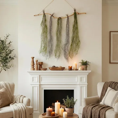 Vista 5 de 5Pcs 55in Faux Curly Weeping Willow Branches Curtain Hanging Moss Garland