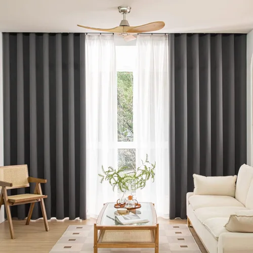Vista 11 de Cortinas opacas 100% negras para ventana para dormitorio, 63 pulgadas de largo, juego de 2 paneles con ojales, cortinas opacas con ojales, ahorro