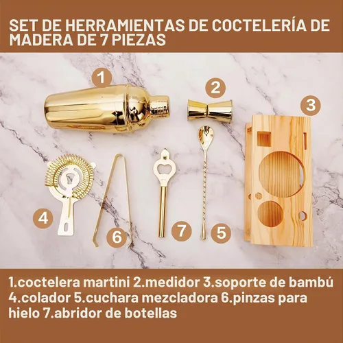 Vista 3 de JNWINOG Juego de coctelera de acero inoxidable, kit de bartending de 18.6 onzas, juego de cóctel de mezcla de bebidas, kit profesional de bar y bar