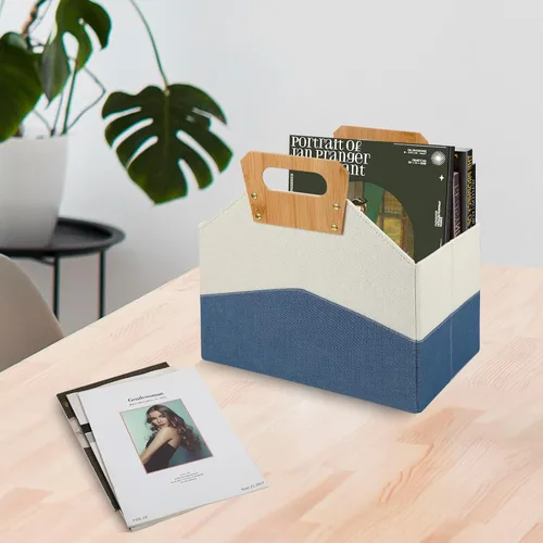 Vista 4 de EZDeco Soporte para revistas, estante para revistas, para periódicos, plegable, organizador de carpetas de archivos para el hogar u oficina
