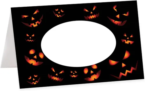 Vista 23 de Andaz Press Tarjetas de lugar con nombre de Halloween para colocar la mesa, etiquetas de alimentos en blanco para tarjetas de bufé de fiesta