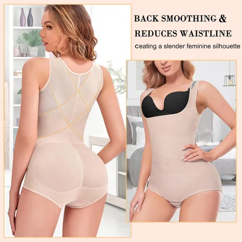 Vista 7 de Gotoly Body de entrenamiento de cintura para mujer, chaleco moldeador de cuerpo completo, control de abdomen, corsé delgado, moldeador, camisetas