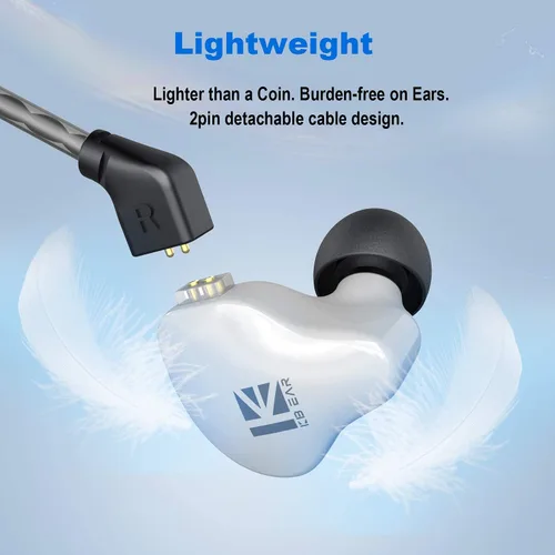 Vista 6 de YINYOO KBEAR KS1 Negro Sin Mic+KBEAR KS1 Blanco con Micrófono HiFi Monitor Auriculares