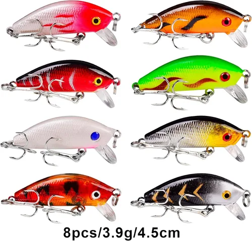 Vista 7 de Juego de Señuelos de Pesca de Lubina para Agua Salada y Dulce, Incluye Señuelos de Superficie, Señuelos Duros, Minnow, Crankbait, Lápiz VIB