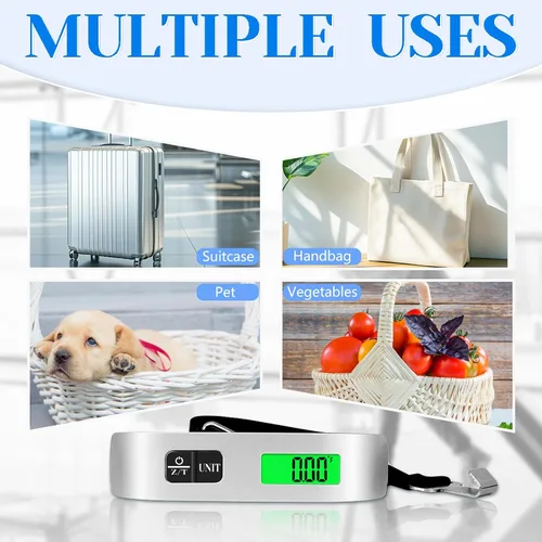 Vista 2 de Báscula de equipaje, báscula de equipaje de 110 libras con funciones de conmutación de 4 unidades y pantalla LED, báscula de equipaje digital