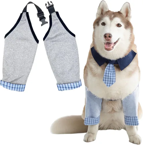 Vista 7 de Coderas para perros, rodilleras, coderas y callos para heridas, patas delanteras para dejar de lamer, perros medianos y grandes, L, color azul
