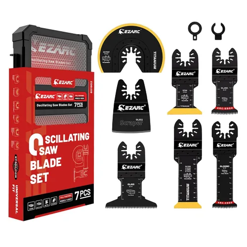 Vista 11 de EZARC Hojas de sierra oscilante de titanio, 3 cuchillas multiherramienta extendidas para metal, clavos de madera, corte de tornillos, plástico