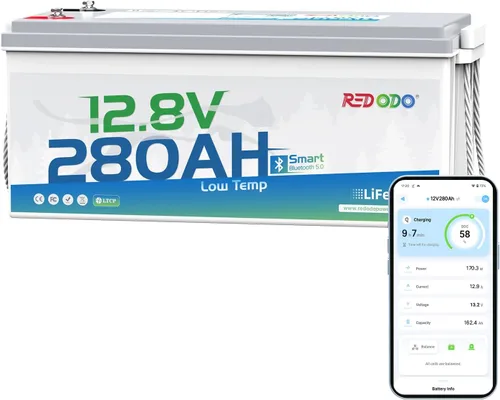 Vista 10 de Redodo Batería de litio LiFePO4 de 12V 20Ah, batería de arranque de 800CCA, batería marina del grupo U1 con BMS incorporado, batería de litio