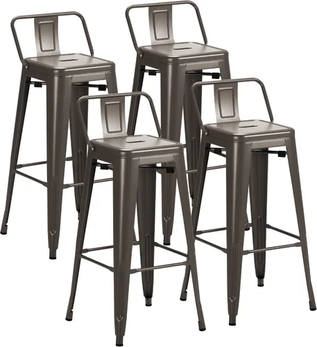 Vista 13 de Furmax - Juego de 4 taburetes de metal de 30 pulgadas, apilables para Azul
