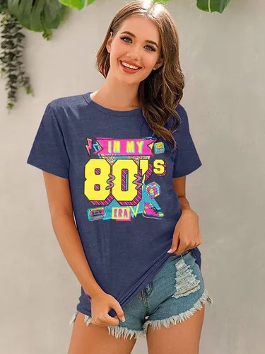 Vista 4 de Camisas de los años 80 para mujer, camiseta con estampado vintage de los años 80, ropa de fiesta casual de los años 80