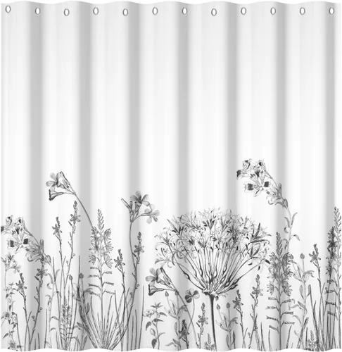 Vista 9 de Yeele Cortina de ducha floral de 36x72 pulgadas, juego de baño retro bonito con flores silvestres de acuarela, cortina de baño natural botánica