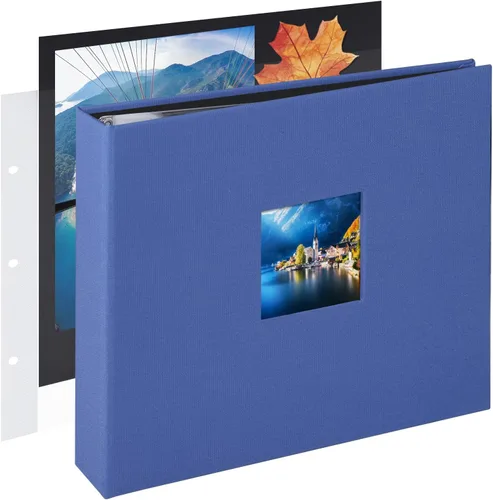 Vista 13 de 1DOT2 8x8 DIY pequeño álbum de recortes con 3 anillas, álbum de fotos con diario, con 30 fundas de plástico, 60 páginas y cubierta de tela