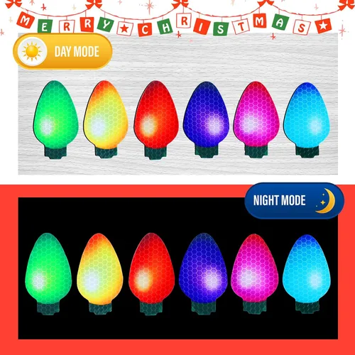 Vista 3 de Outus 40 Piezas Imanes de Coche de Navidad Decoración a Granel Luces Calcomanías de Coche Refrigerador Navidad Luces Reflectantes Imanes de Bombilla