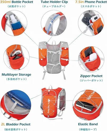 Vista 3 de TRIWONDER Mochila de hidratación para correr, chaleco de agua ligero para hombres y mujeres, paquete de agua de hidratación para ciclismo, correr