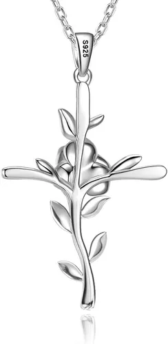 Vista 4 de ELDA & CO. Regalos de cumpleaños, amor de mamá, collar de hojas de esperanza para esposa, plata de ley 925, piedras natales de mayo de junio