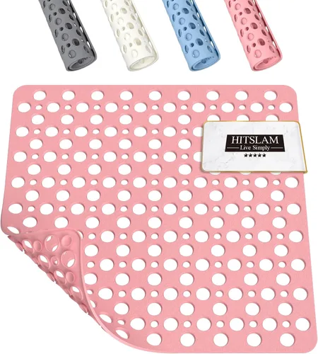 Vista 12 de HITSLAM - Alfombrilla de ducha antideslizante, 21 x 21 pulgadas, alfombrilla de baño cuadrada para bañera antideslizante con ventosas y agujeros