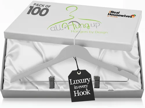 Vista 17 de All Hung Up - Perchas delgadas de plástico con clips, diseño que ahorra espacio con agarre antideslizante, duraderas para el uso diario