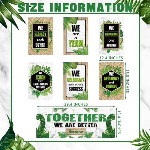 Vista 4 de Póster de plantas verdes, decoración de tablón de anuncios, juego de decoración de boletines de vegetación de verano, recortes de plantas