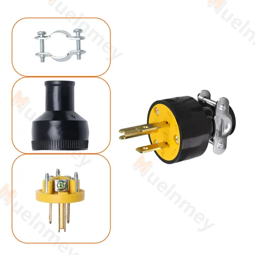 Vista 6 de 1 unids cable de extensión extremo eléctrico enchufe de repuesto NEMA 5-15P 15A 125V 2Pole 3Wire Shell negro grado industrial 3 clavijas macho hoja