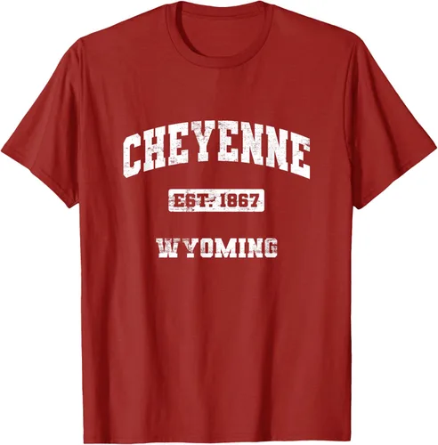 Vista 20 de Cheyenne Wyoming WY vintage state Camiseta de estilo atlético, Negro