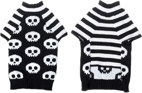 Vista 4 de Tangpan Suéter para perros y cachorros, ropa de gatos, color negro, calavera, talla XS Negro (Black Skull)