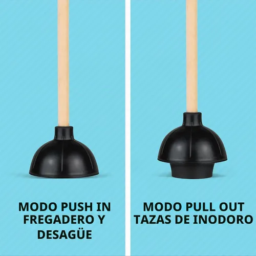 Vista 2 de SteadMax Destapacaños de Inodoro Resistente, Copa de Goma de Doble Fuerza de Empuje de Grado Comercial con Mango de Madera (22")