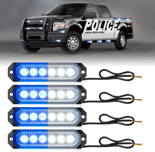 Vista 16 de HLauto Luces Estroboscópicas de Rejilla de Emergencia 406T: 4 Piezas de 6 LED con Función de Sincronización, Luz Intermitente de Advertencia de Ámbar