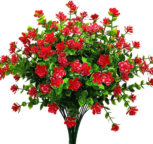Vista 9 de Grunyia 20 paquetes de flores artificiales resistentes a los rayos UV, flores falsas que no se decoloran, plantas sintéticas para jardín, porche