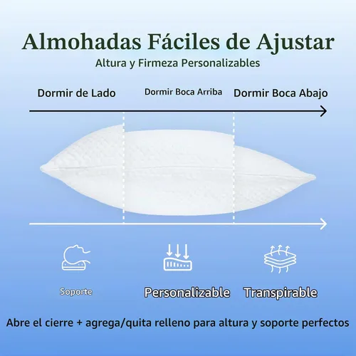 Vista 4 de Buffy Cloud Cooling Pillow - Almohada de espuma ajustable de 2ª generación, hielo frío toda la noche, certificado CertiPUR-US®, funda lavable