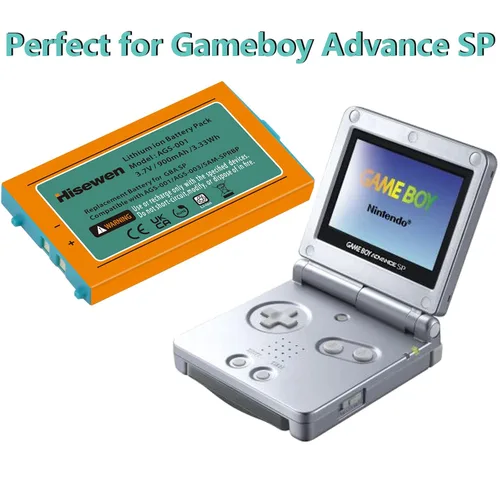 Vista 5 de Gameboy Advance SP Battery, Hisewen 900mAh Li-ion GBA SP Battery Replacement for Nintendo Gameboy Advance SP with Tool Kit