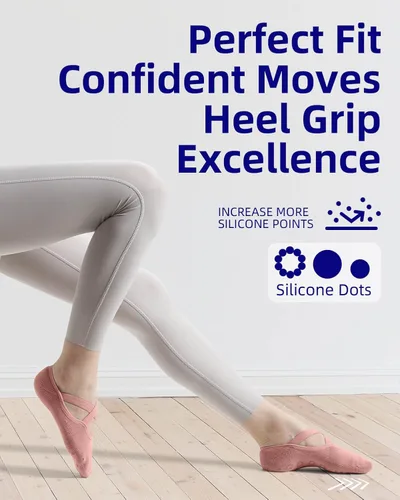 Vista 4 de YOTTOY Calcetines de yoga para mujer con agarre antideslizante para yoga, ideales para pilates, Pure Barre, fitness, ballet, talla única