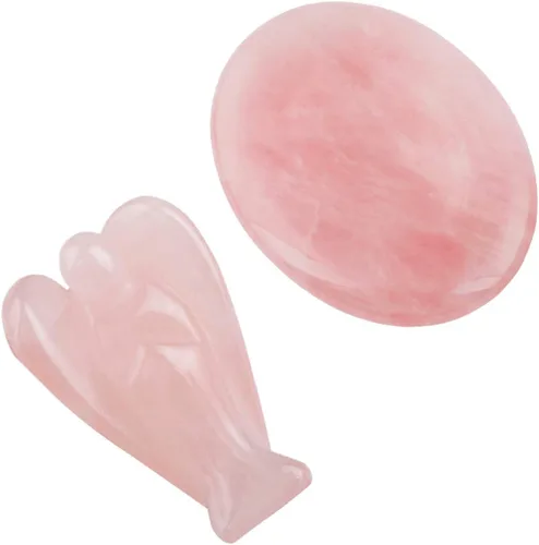 Vista 8 de mookaitedecor Piedra de preocupación de pulgar de amatista y estatua de ángel guardián, piedras de bolsillo para decoración del hogar con cristales