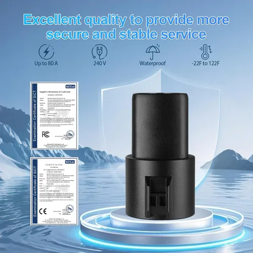Vista 4 de JUSTTOP Adaptador de carga J1772 compatible con Tesla Model 3, Y, X, S y Cybertruck, 80A/240V, fácil de configurar