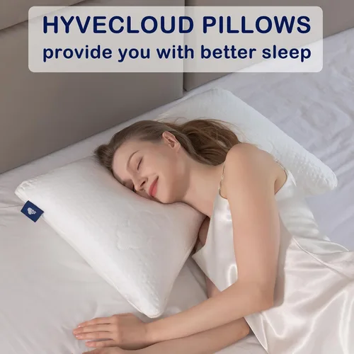 Vista 7 de Almohadas de espuma viscoelástica triturada para sueño profundo, almohada de cama para soporte del cuello con funda removible y lavable, almohada